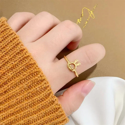 Trendy Bunny Design Adjustable Ring