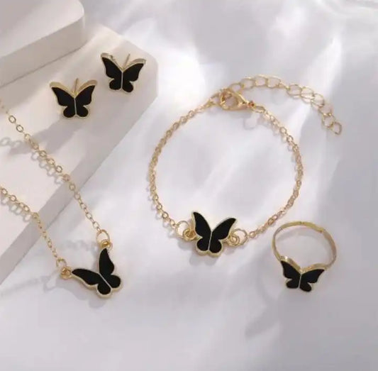 Golden Noir Butterfly Charm Set