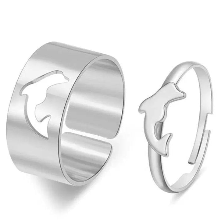 Alloy Silver Plated Trendy Dolphin Design Ring Set