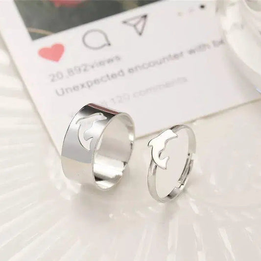 Alloy Silver Plated Trendy Dolphin Design Ring Set