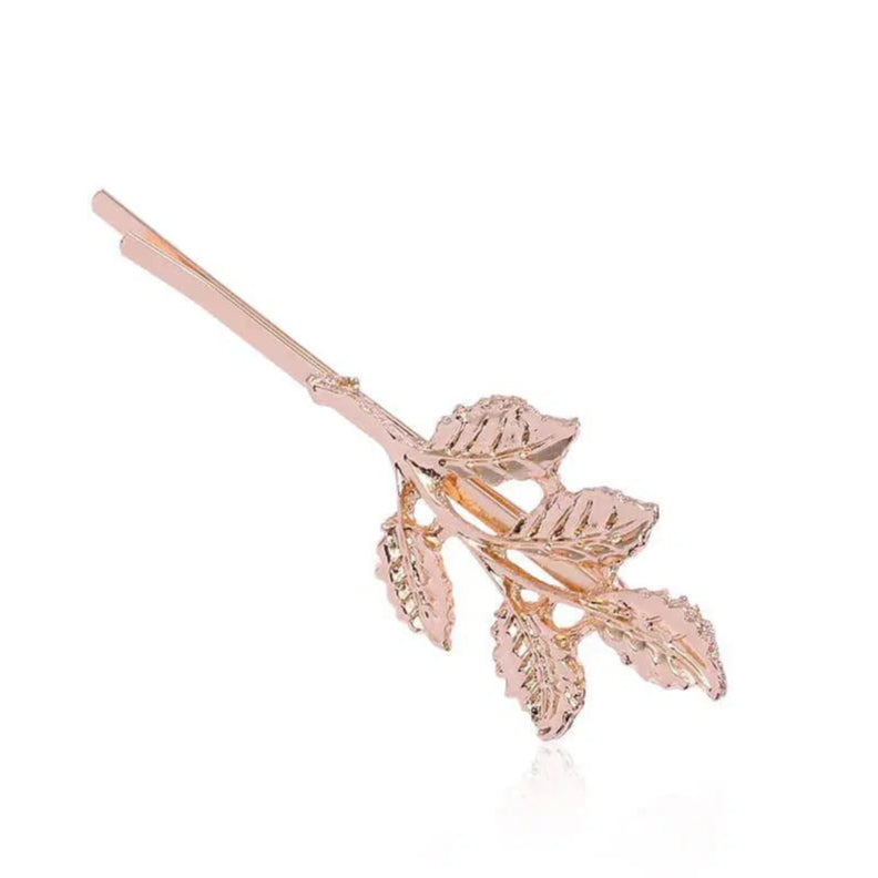 2 Pcs Five Dimensional Leaves Hairpin Golden